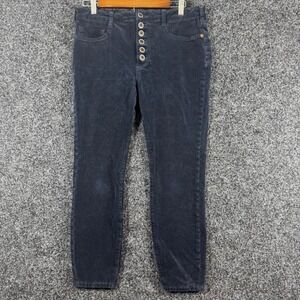 Anthropologie Pilcro High-Rise Skinny Corduroy Pants Navy Blue Button Fly Sz 31